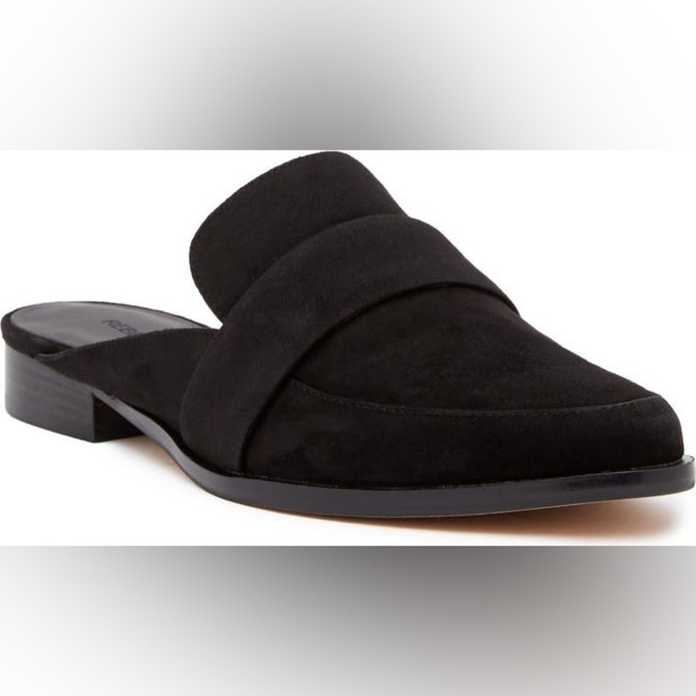 Rebecca Minkoff Black Slip On Suede Pointed Toe Mules Shoes Mika Mule Si…